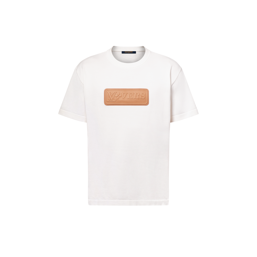 Camiseta de Algodão de Manga Curta com Patch de Couro VVN